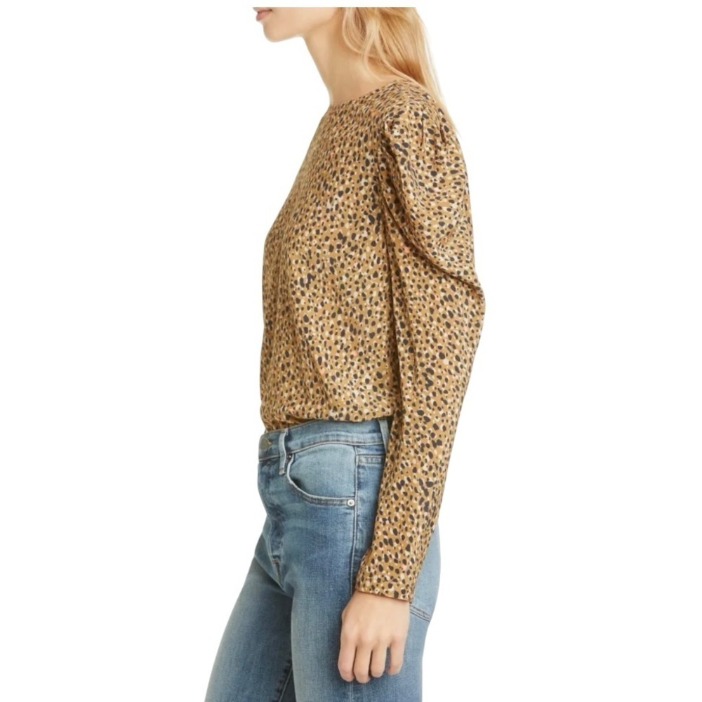 Dolan Animal Print Long Puff Sleeve Crew Neck Casual Pullover Top Women’s Small - Picture 2 of 10